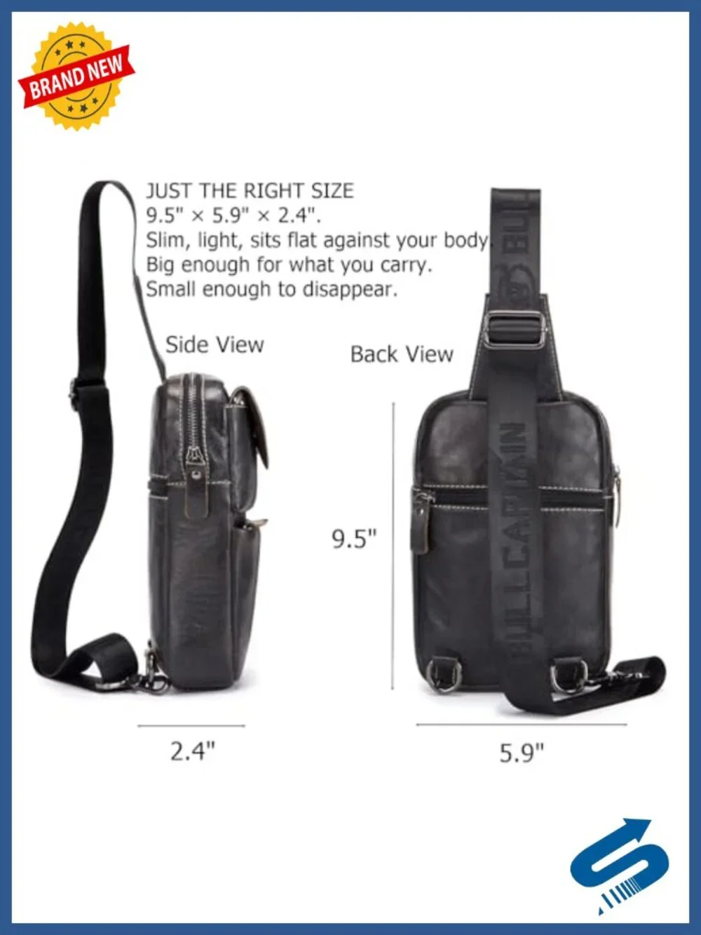 Genuine Leather Sling Backpack Crossbody Chest Bag for Travel Hiking